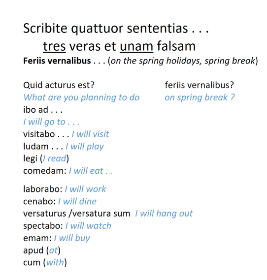 feriis vernalibus - future tense